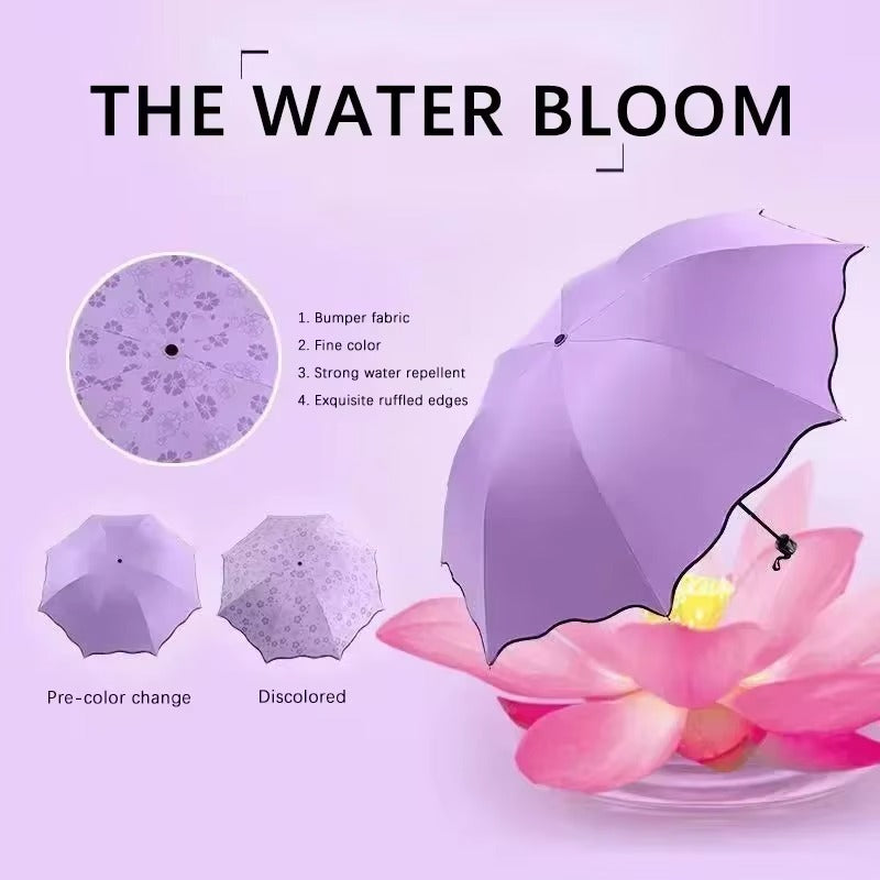 Magic Flower Color Changing Umbrella – Three Fold Windproof Anti-UV Sun & Rain Folding Umbrella
