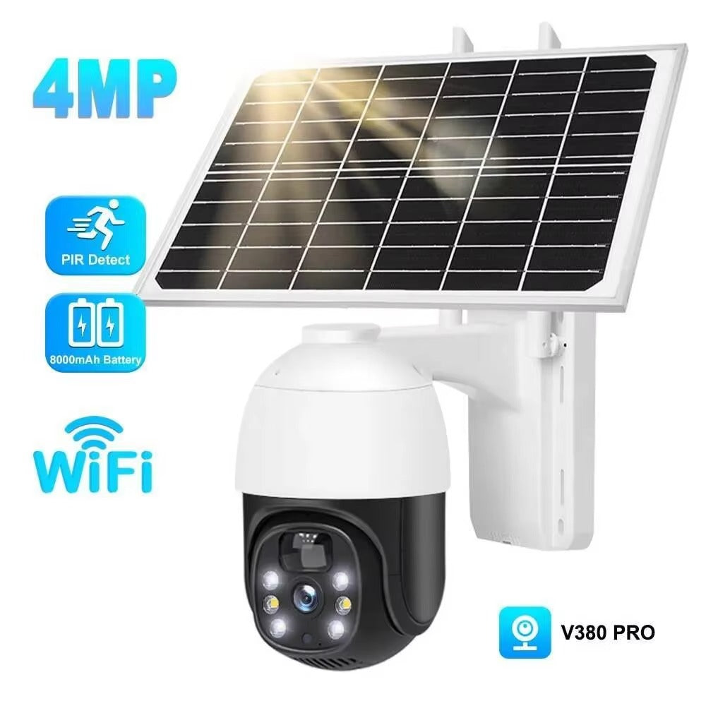 4MP Solar WiFi Security Camera – Wireless Outdoor CCTV with PTZ, Night Vision & AI Human Detection (Battery Powered)