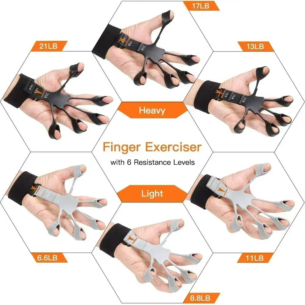 Adjustable Hand Grip Strengthener 6 Level Resistance Finger Exerciser for Guitar, Sports, Fitness, and Rehabilitation