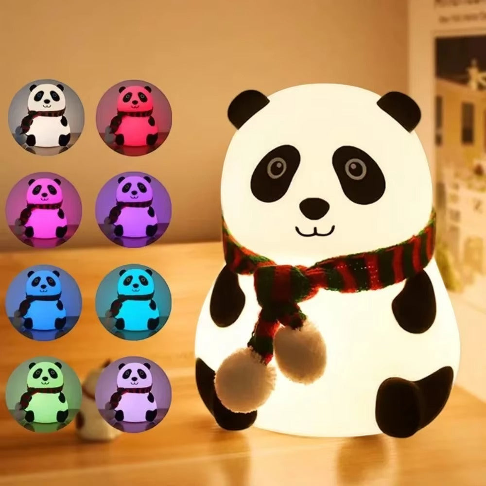 Cute Panda Silicone Night Light – Rechargeable Touch Sensor LED Bedside Lamp for Kids & Nursery