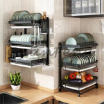 3-Tier Wall Mounted Dish Rack – Kitchen Plate & Bowl Organizer with Drip Tray (Space Saving Sink Rack)