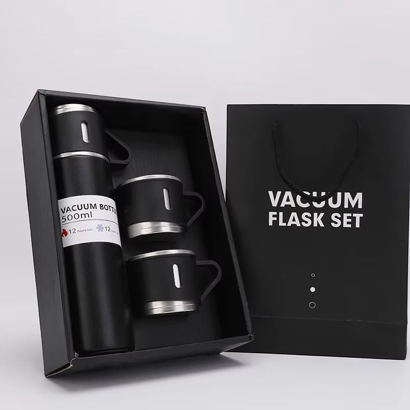 500ml Stainless Steel Vacuum Flask Gift Set – Thermal Insulated Bottle & Couple Cup