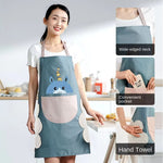 Cute Waterproof Kitchen Apron for Women – Oil-Proof Cooking Apron with Hand-Wiping Towel Patch