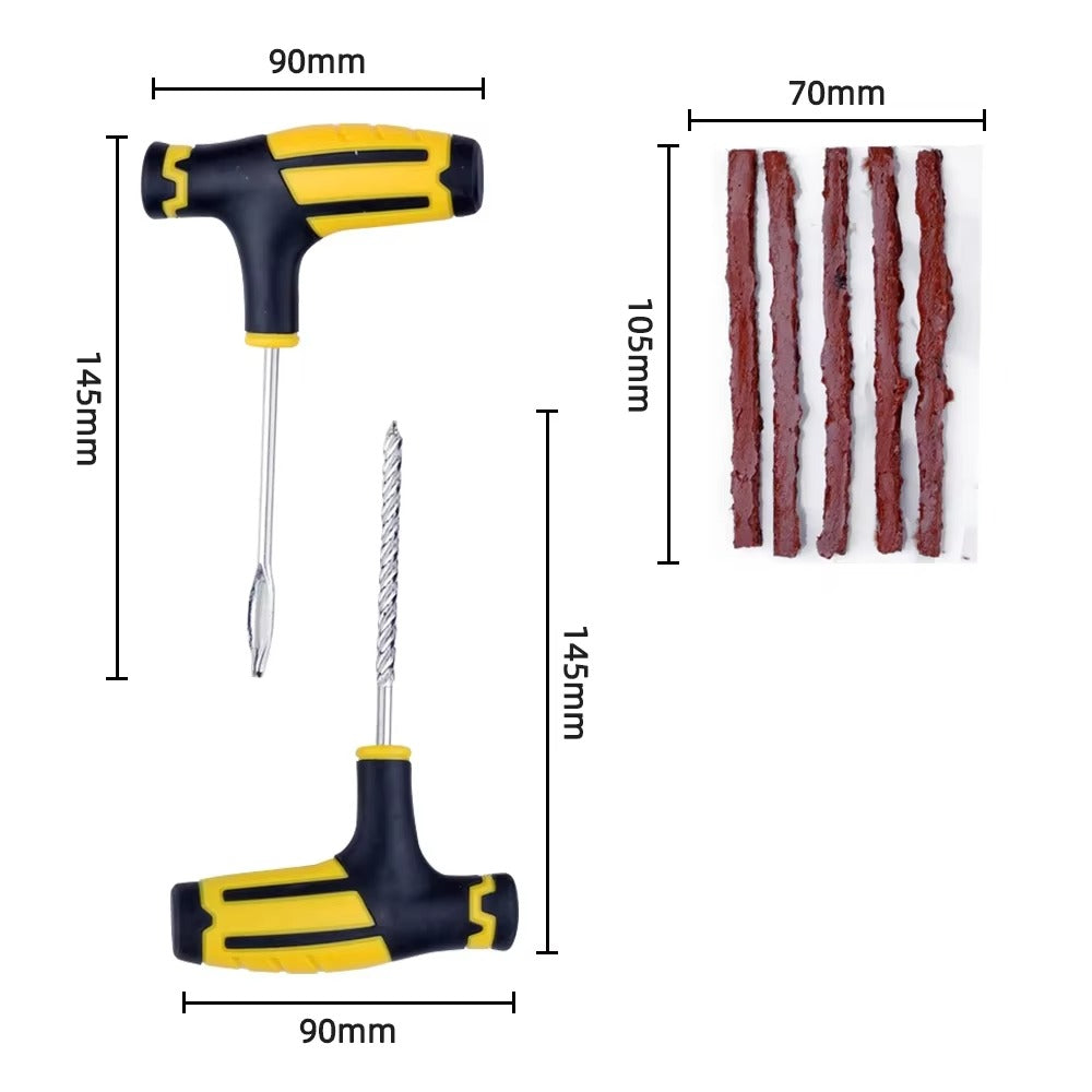 Car & Bike Tire Repair Kit – Tubeless Tyre Puncture Plug Tool Set with Rubber Strips