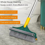 3-in-1 Floor Scrub Brush with Squeegee – Long Handle Bathroom Cleaning Brush