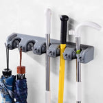 Wall Mounted Mop Holder – 6 Position Multi-Functional Broom & Tool Organizer
