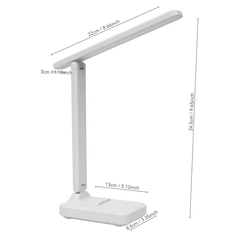 USB Foldable LED Desk Lamp – 3-Level Dimmable Eye-Caring Study Light