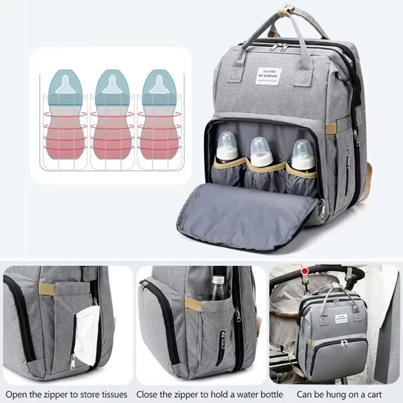 Mommy Diaper Bag Backpack – Large Capacity Baby Travel Bag with Changing Mat & Bottle Storage