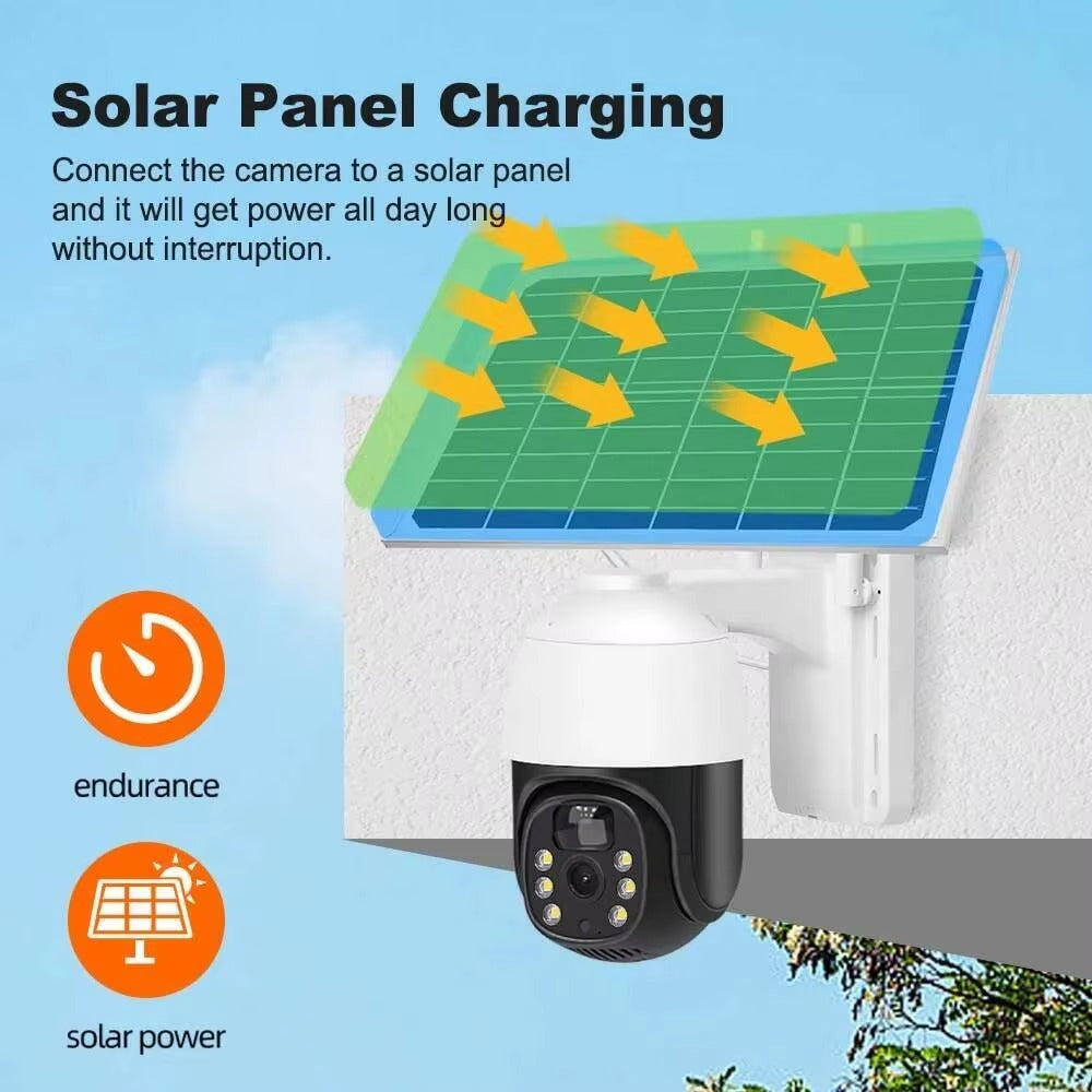 4MP Solar WiFi Security Camera – Wireless Outdoor CCTV with PTZ, Night Vision & AI Human Detection (Battery Powered)