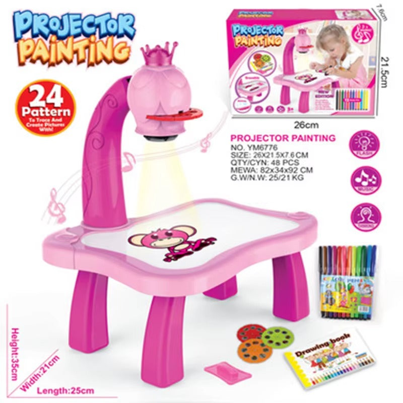 Kids LED Drawing Projector Table – Educational Art Painting Board with Smart Projection