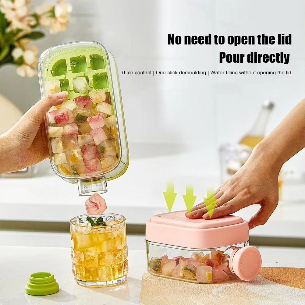 2-in-1 Ice Cube Tray Water Bottle – Summer Portable Ice Maker Cup with Straw