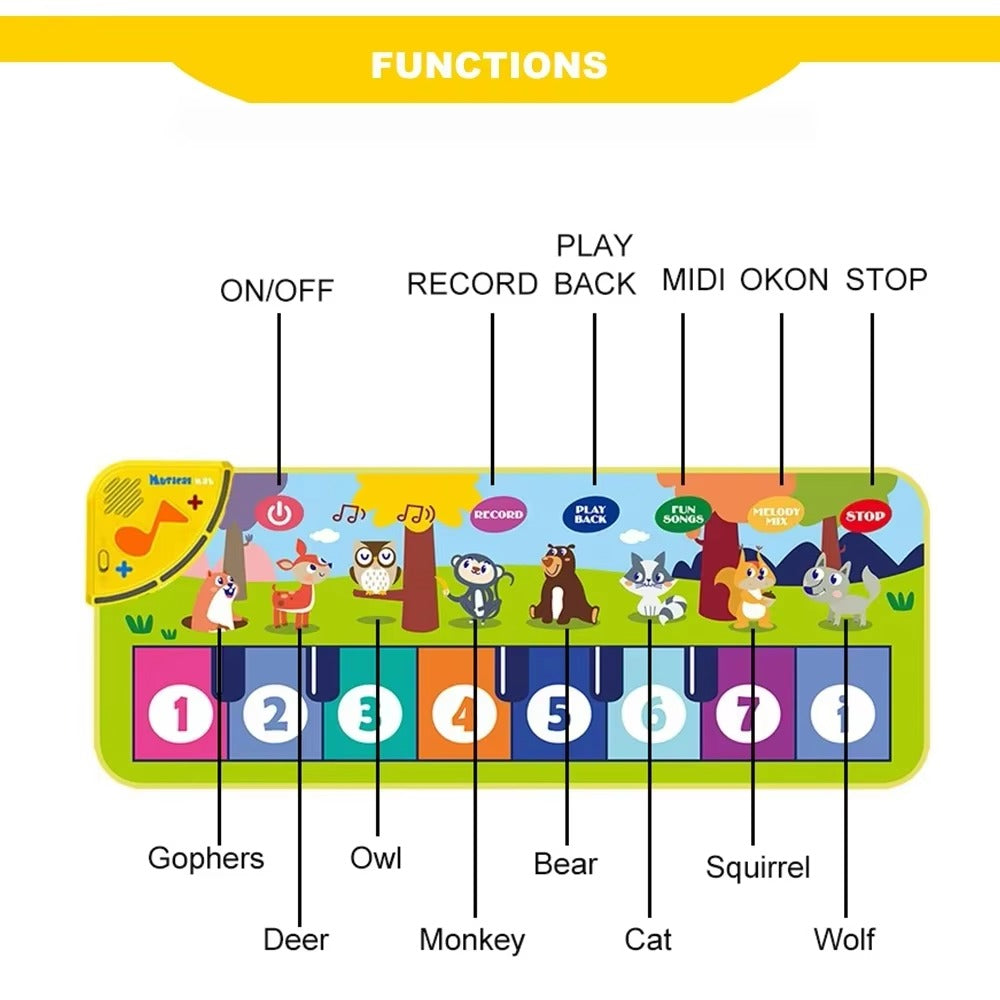 Kids Musical Piano Mat – Interactive Dance Floor Keyboard Toy for Toddlers (Learning & Play Music Mat)