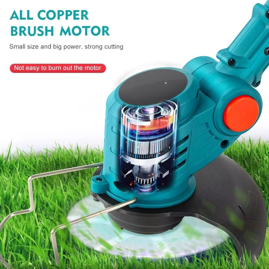 48V Cordless Grass Trimmer & Brush Cutter — Telescopic Electric Weed Cutter with Steel & Plastic Blades + Rechargeable Battery