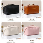 Large Capacity Travel Makeup Bag – Waterproof PU Leather Cosmetic Organizer for Women with Handle & Zipper