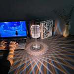 16-Color Crystal Diamond Projection Lamp – LED RGB Table Lamp with Remote & Touch Control (Rechargeable Night Light)