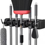 Wall Mounted Mop Holder – 6 Position Multi-Functional Broom & Tool Organizer