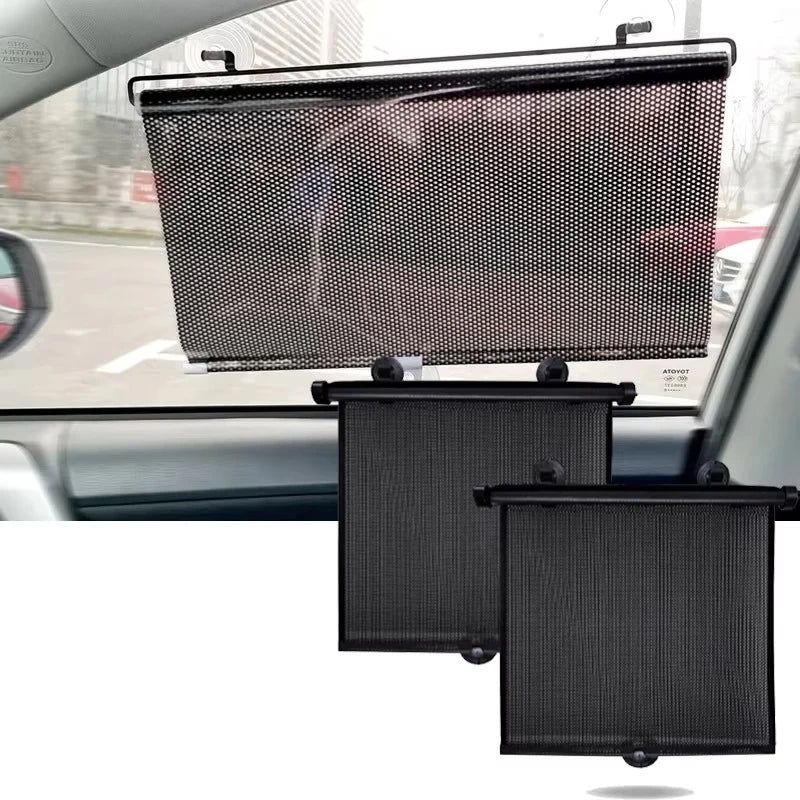 Automatic Roll Up Heat Insulation Sunshade Curtain – 40×125?cm Mesh PVC Roller for Car