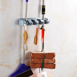 Wall Mounted Mop Holder – 6 Position Multi-Functional Broom & Tool Organizer