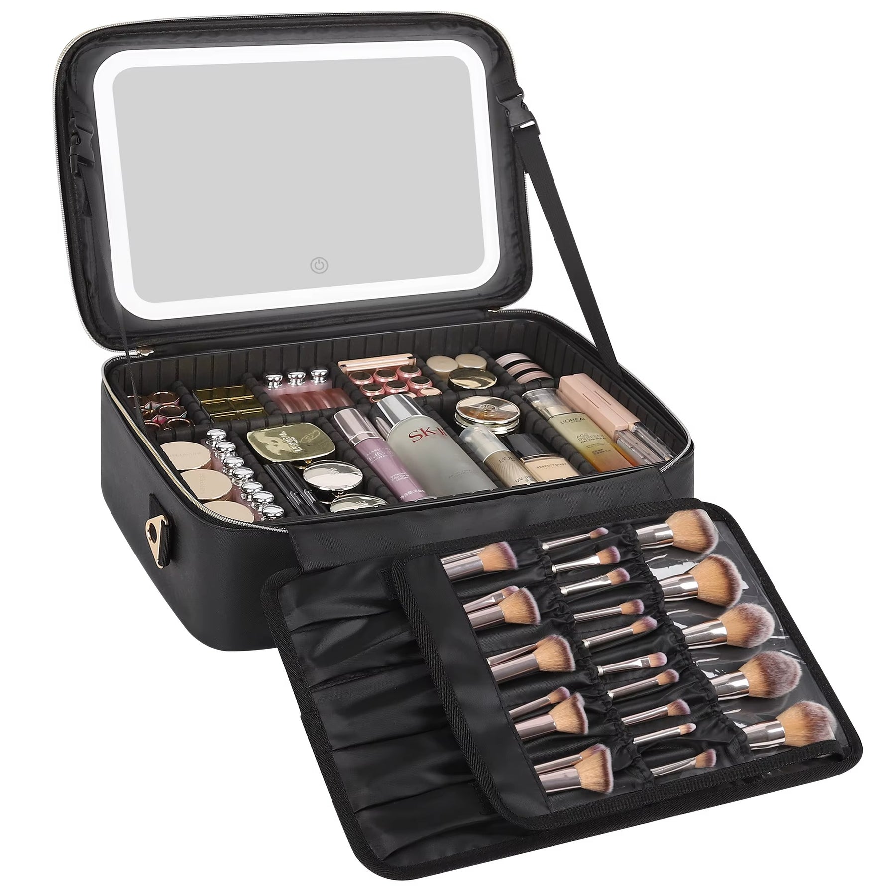 Professional Makeup Case with LED Mirror – Large Vanity Cosmetic Organizer for Makeup Artists & Travel