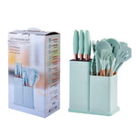 19-Piece Silicone Kitchen Utensil Set – Non-Stick Cooking Tools with Wooden Handles & Storage Holder