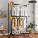 Double Rod Clothes Rack with Wheels – Heavy Duty Stainless Steel Garment Stand with Bottom Shelf (Space Saving Organizer)