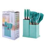 19-Piece Silicone Kitchen Utensil Set – Non-Stick Cooking Tools with Wooden Handles & Storage Holder