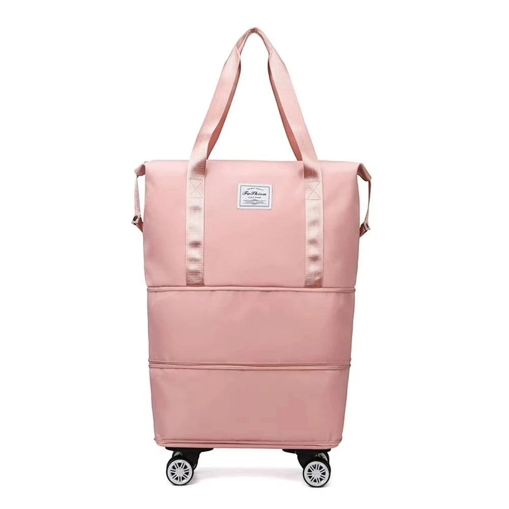 Expandable Travel Bag with Wheels – Large Capacity Waterproof Carry-On Duffel (Detachable Universal Wheels)