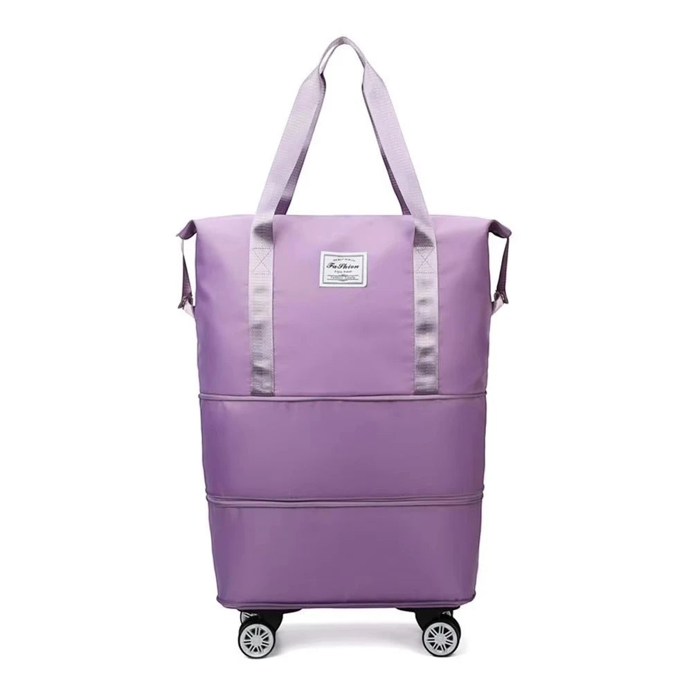 Expandable Travel Bag with Wheels – Large Capacity Waterproof Carry-On Duffel (Detachable Universal Wheels)