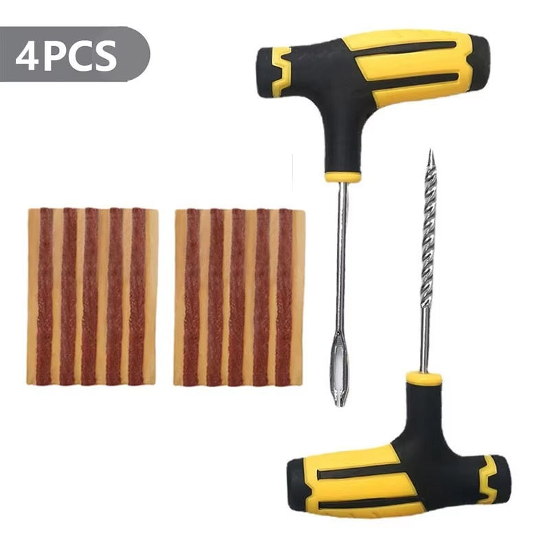 Car & Bike Tire Repair Kit – Tubeless Tyre Puncture Plug Tool Set with Rubber Strips