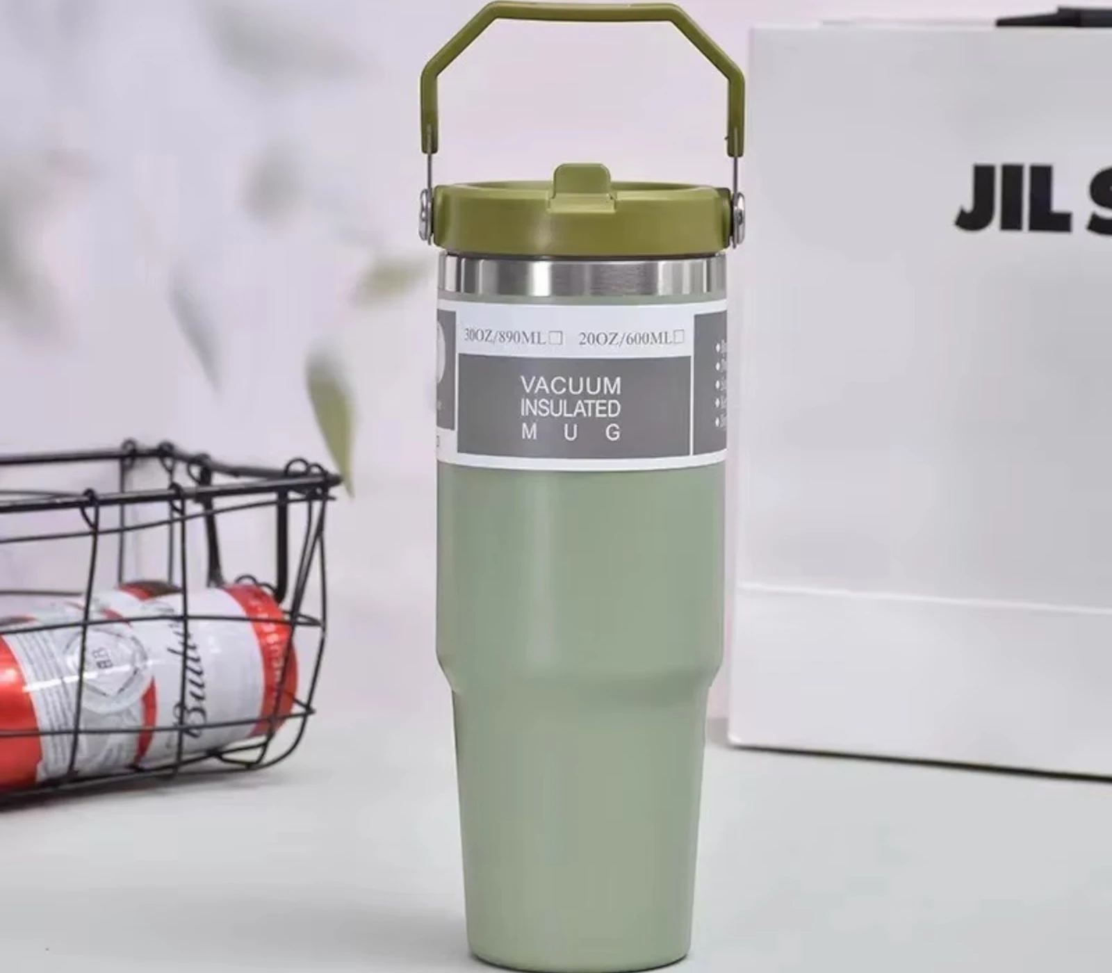 900ML Stainless Steel Thermal Water Bottle – Vacuum Insulated Coffee Tumbler, Hot & Cold Portable Travel Mug with Straw (30oz)