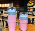900ML Stainless Steel Thermal Water Bottle – Vacuum Insulated Coffee Tumbler, Hot & Cold Portable Travel Mug with Straw (30oz)