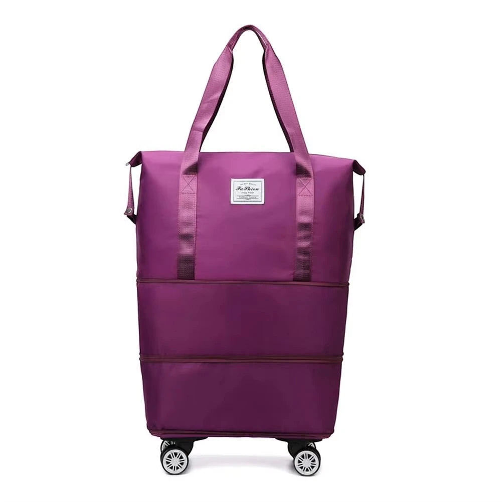 Expandable Travel Bag with Wheels – Large Capacity Waterproof Carry-On Duffel (Detachable Universal Wheels)