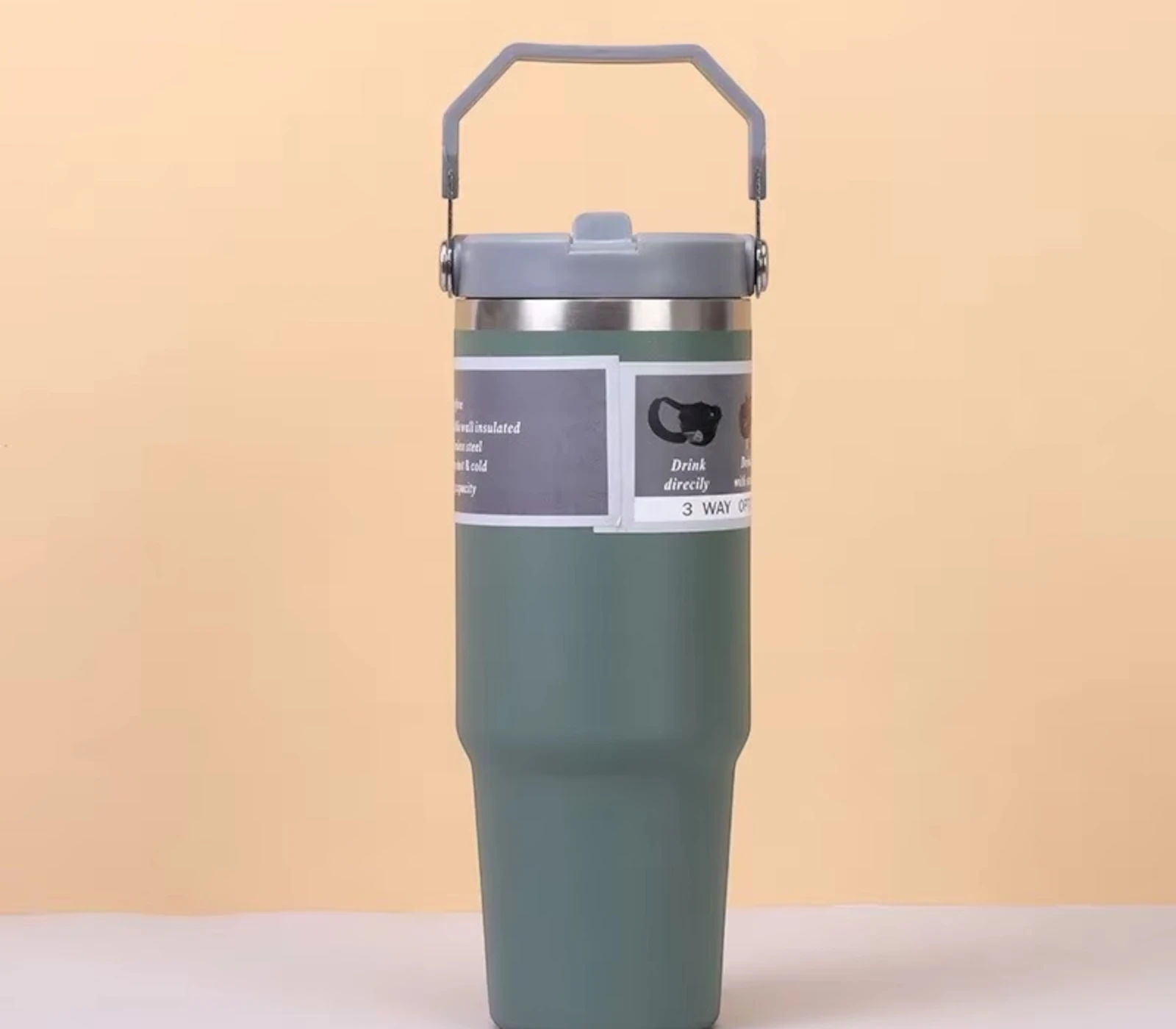 900ML Stainless Steel Thermal Water Bottle – Vacuum Insulated Coffee Tumbler, Hot & Cold Portable Travel Mug with Straw (30oz)