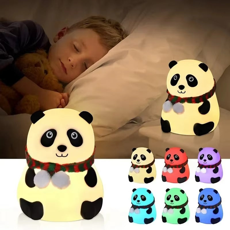 Cute Panda Silicone Night Light – Rechargeable Touch Sensor LED Bedside Lamp for Kids & Nursery