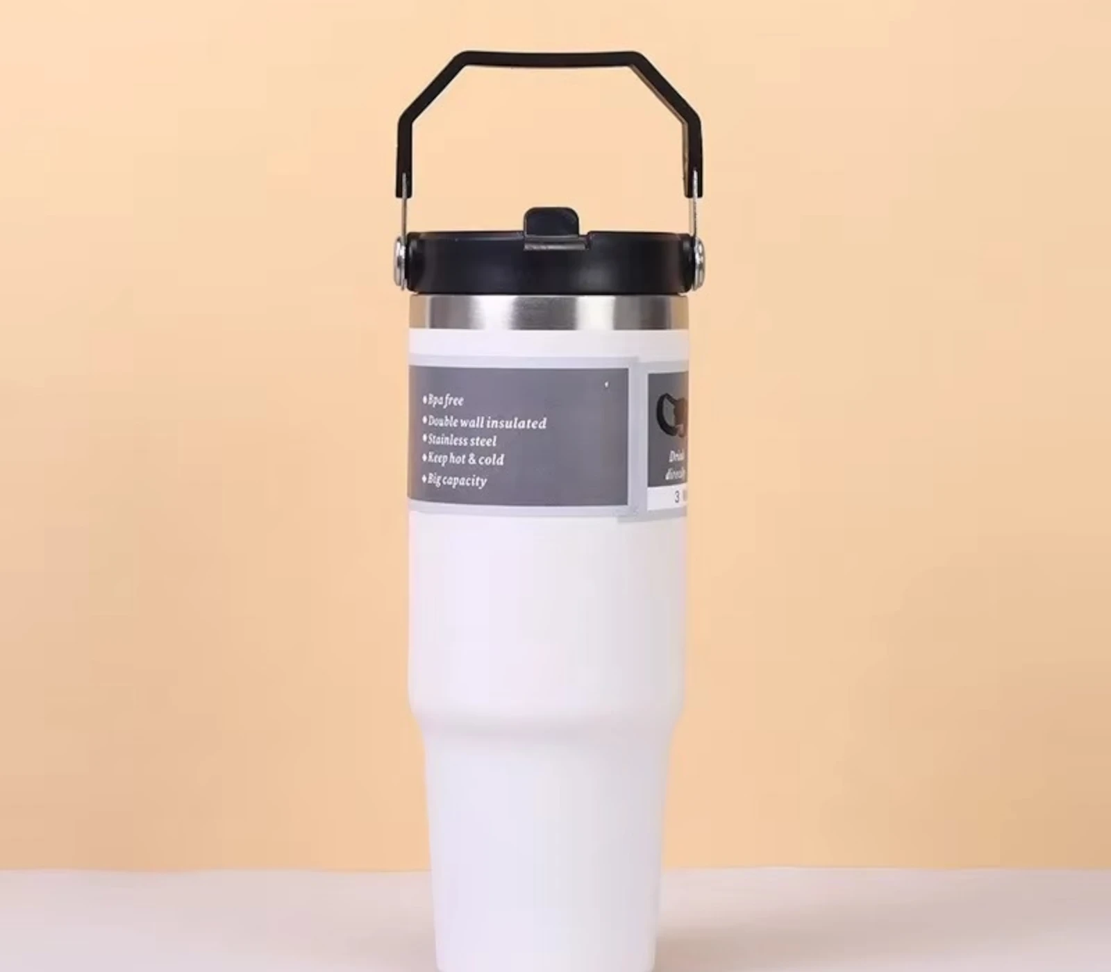 900ML Stainless Steel Thermal Water Bottle – Vacuum Insulated Coffee Tumbler, Hot & Cold Portable Travel Mug with Straw (30oz)
