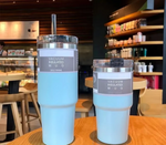 900ML Stainless Steel Thermal Water Bottle – Vacuum Insulated Coffee Tumbler, Hot & Cold Portable Travel Mug with Straw (30oz)