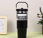 900ML Stainless Steel Thermal Water Bottle – Vacuum Insulated Coffee Tumbler, Hot & Cold Portable Travel Mug with Straw (30oz)