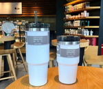 900ML Stainless Steel Thermal Water Bottle – Vacuum Insulated Coffee Tumbler, Hot & Cold Portable Travel Mug with Straw (30oz)