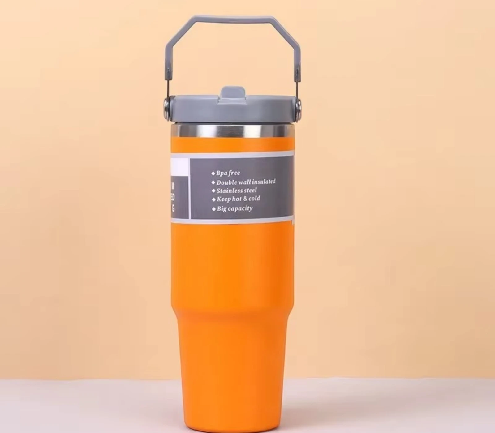 900ML Stainless Steel Thermal Water Bottle – Vacuum Insulated Coffee Tumbler, Hot & Cold Portable Travel Mug with Straw (30oz)