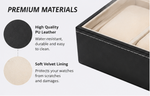 Premium PU Leather Watch Storage Box with Glass Display Lid & Lock